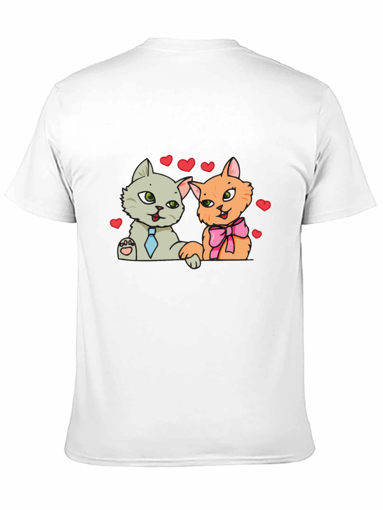 Cute Cats in Love Black T-Shirt