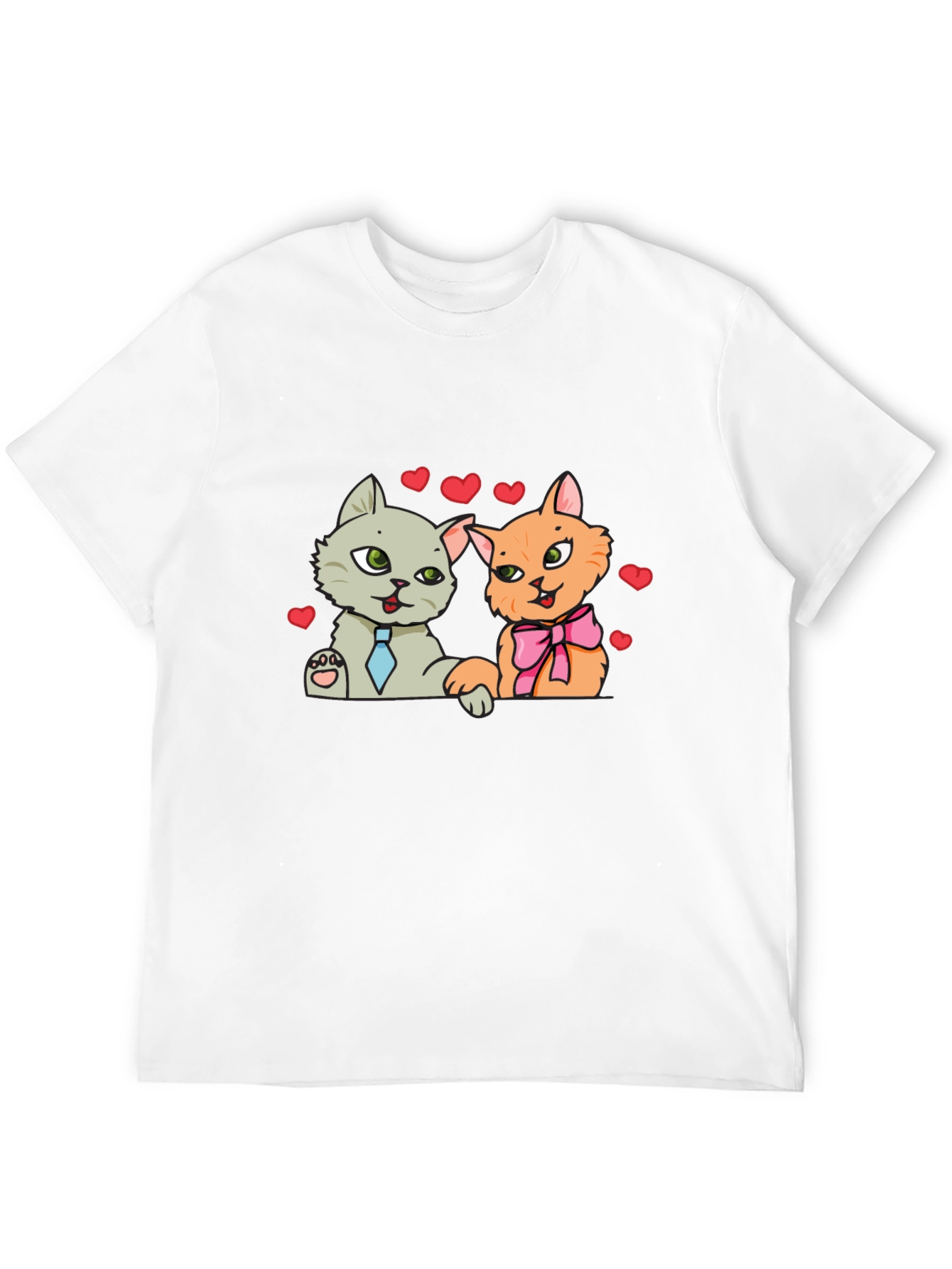 Cute Cats in Love Black T-Shirt