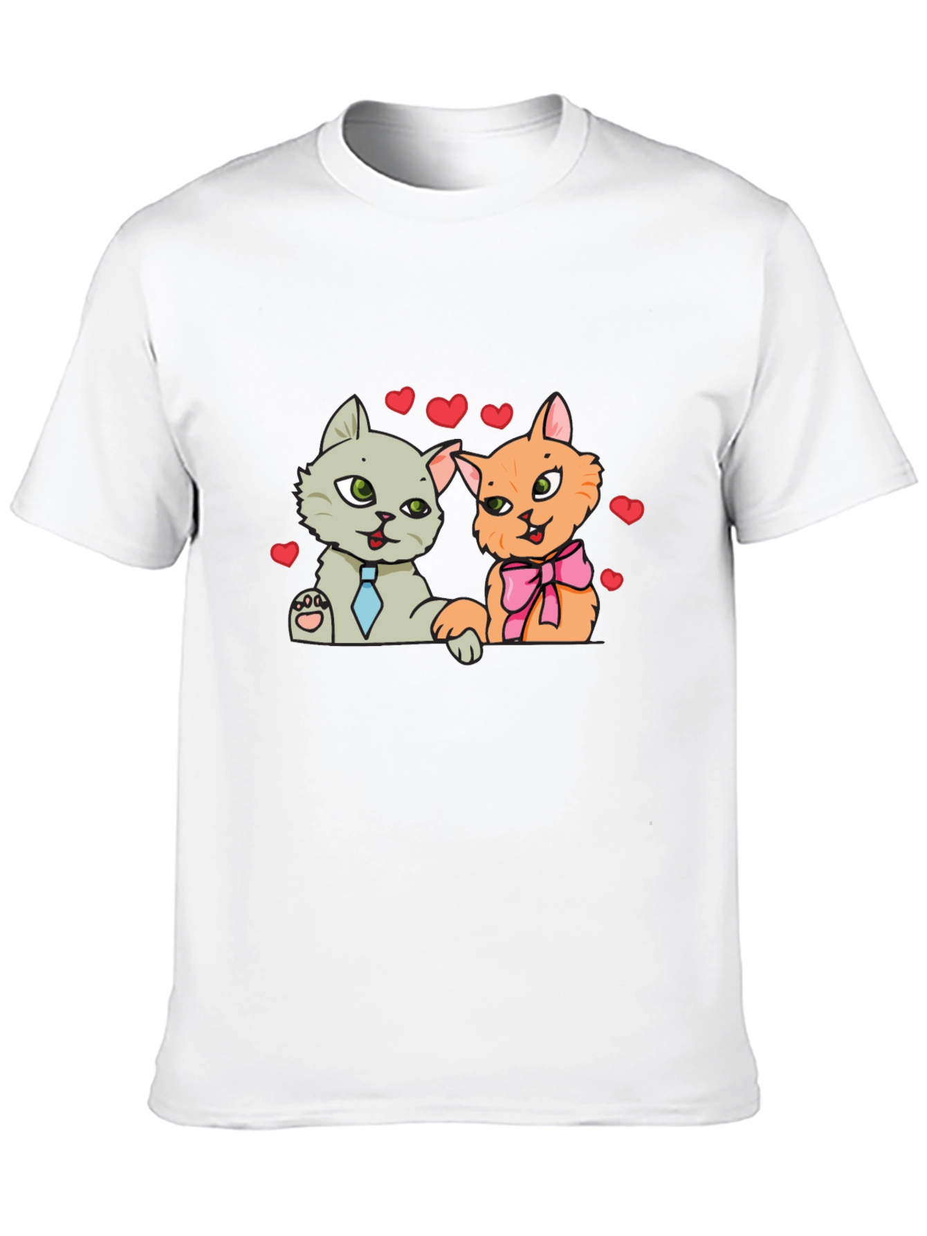Cute Cats in Love Black T-Shirt