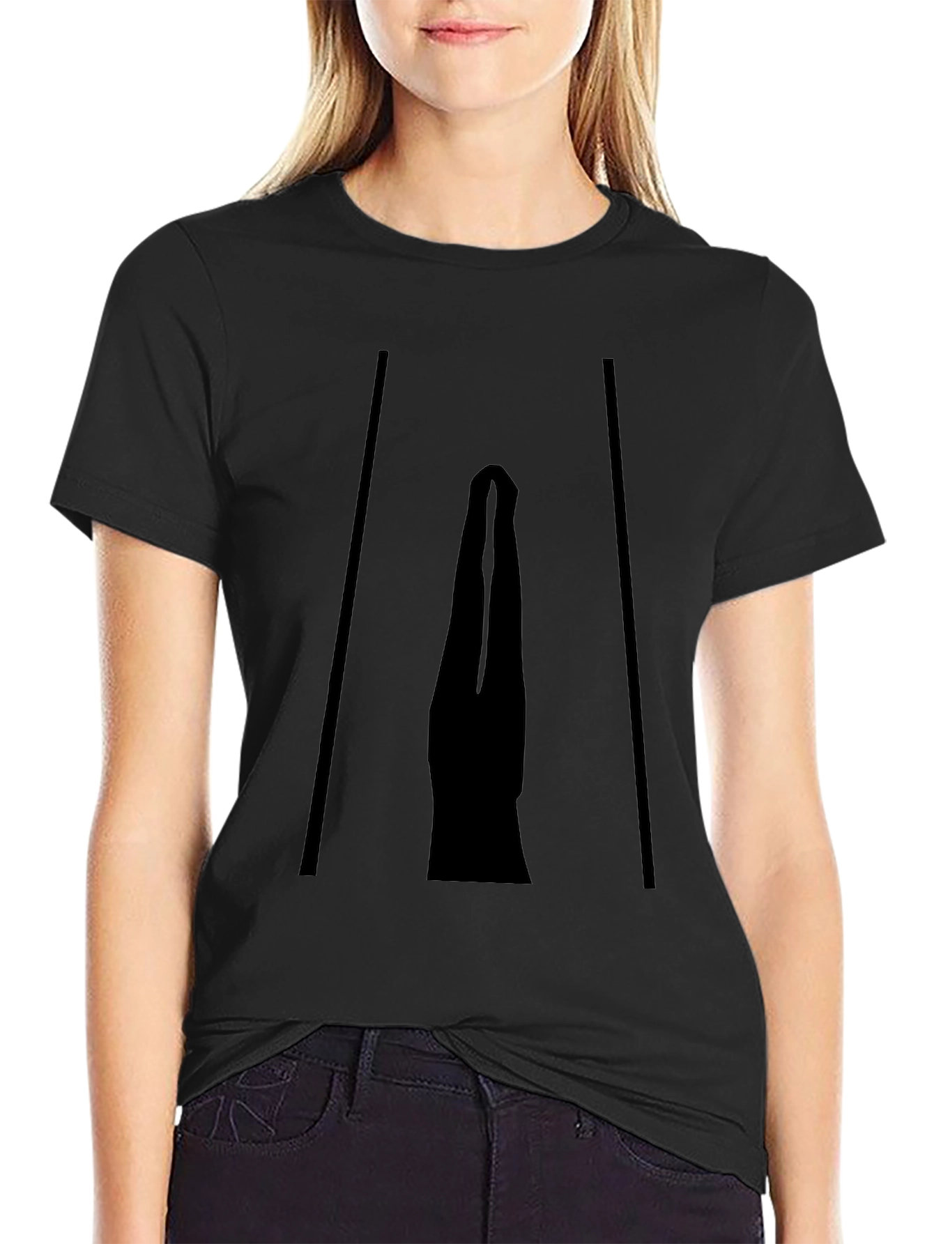 Artistic Silhouette Graphic Print Black T-Shirt