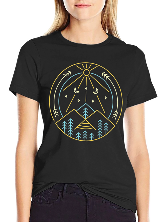 Geometric Nature Graphic Tee - Mountain Sun Design