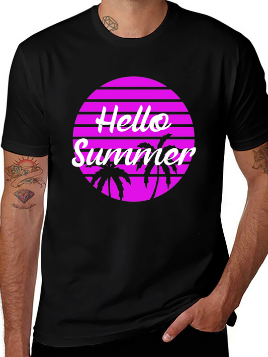 Hello Summer Palm Tree Graphic Tee