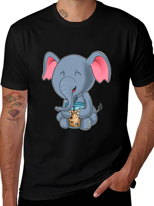 Cute Elephant Bubble Tea Graphic Tee