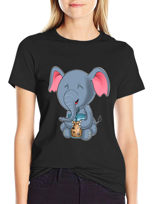 Cute Elephant Bubble Tea Graphic Tee