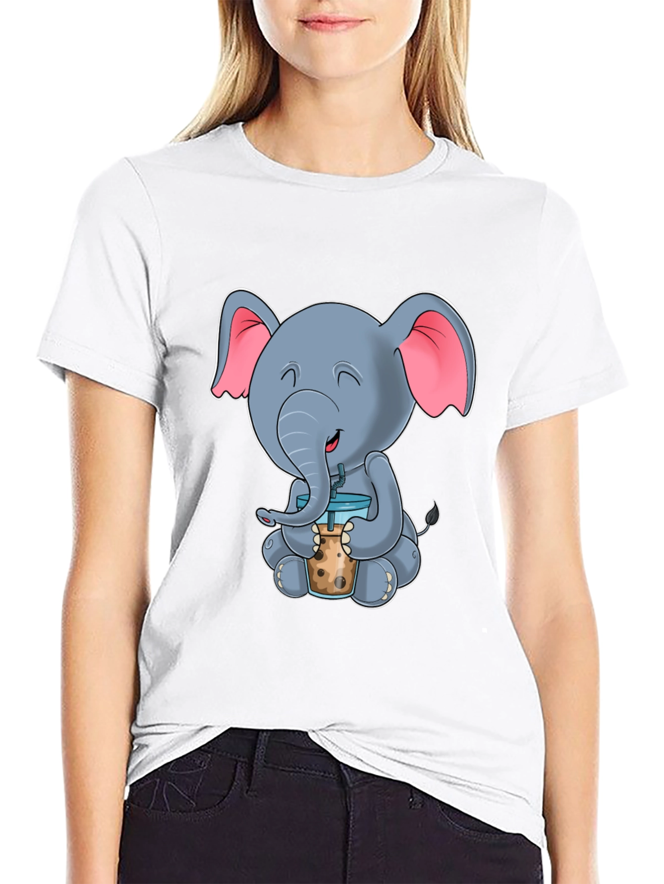Cute Elephant Bubble Tea Graphic Tee