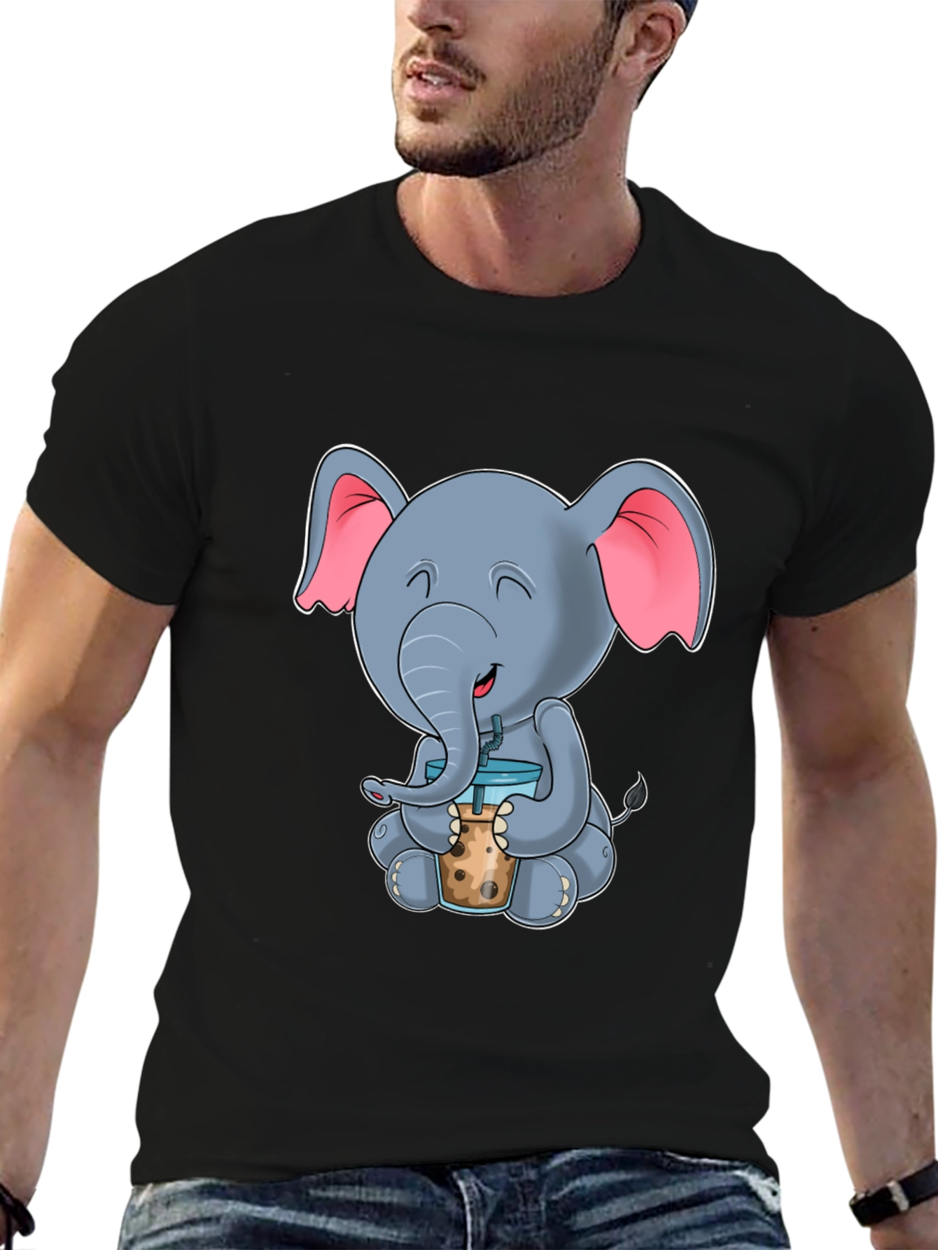 Cute Elephant Bubble Tea Graphic Tee