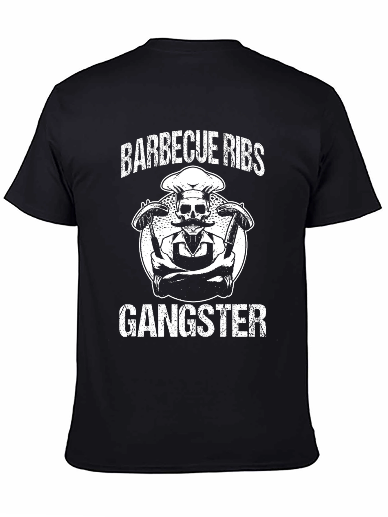 Barbecue Ribs Gangster Graphic T-Shirt - Black