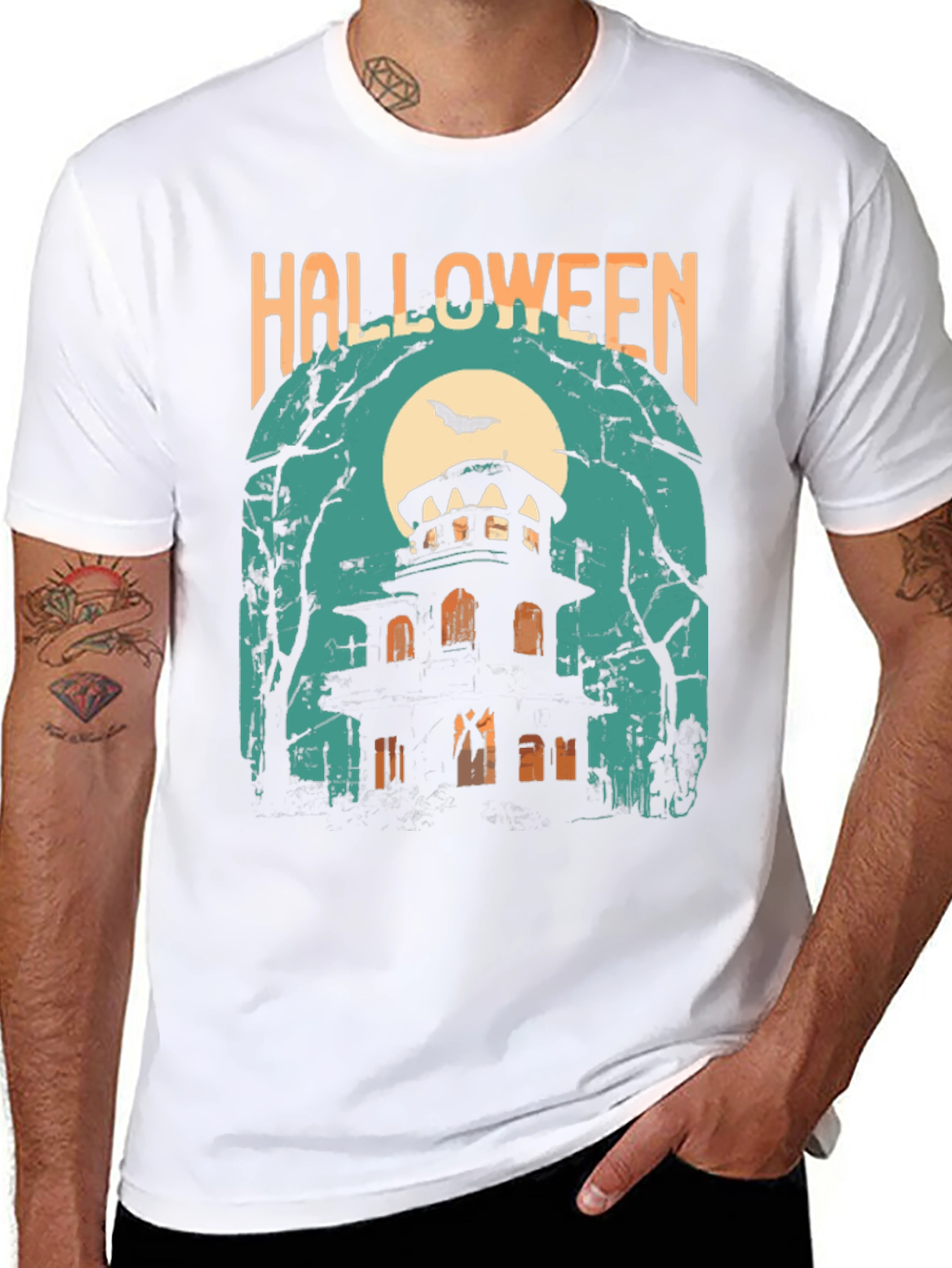 Halloween Graphic T-Shirt - Spooky Haunted House