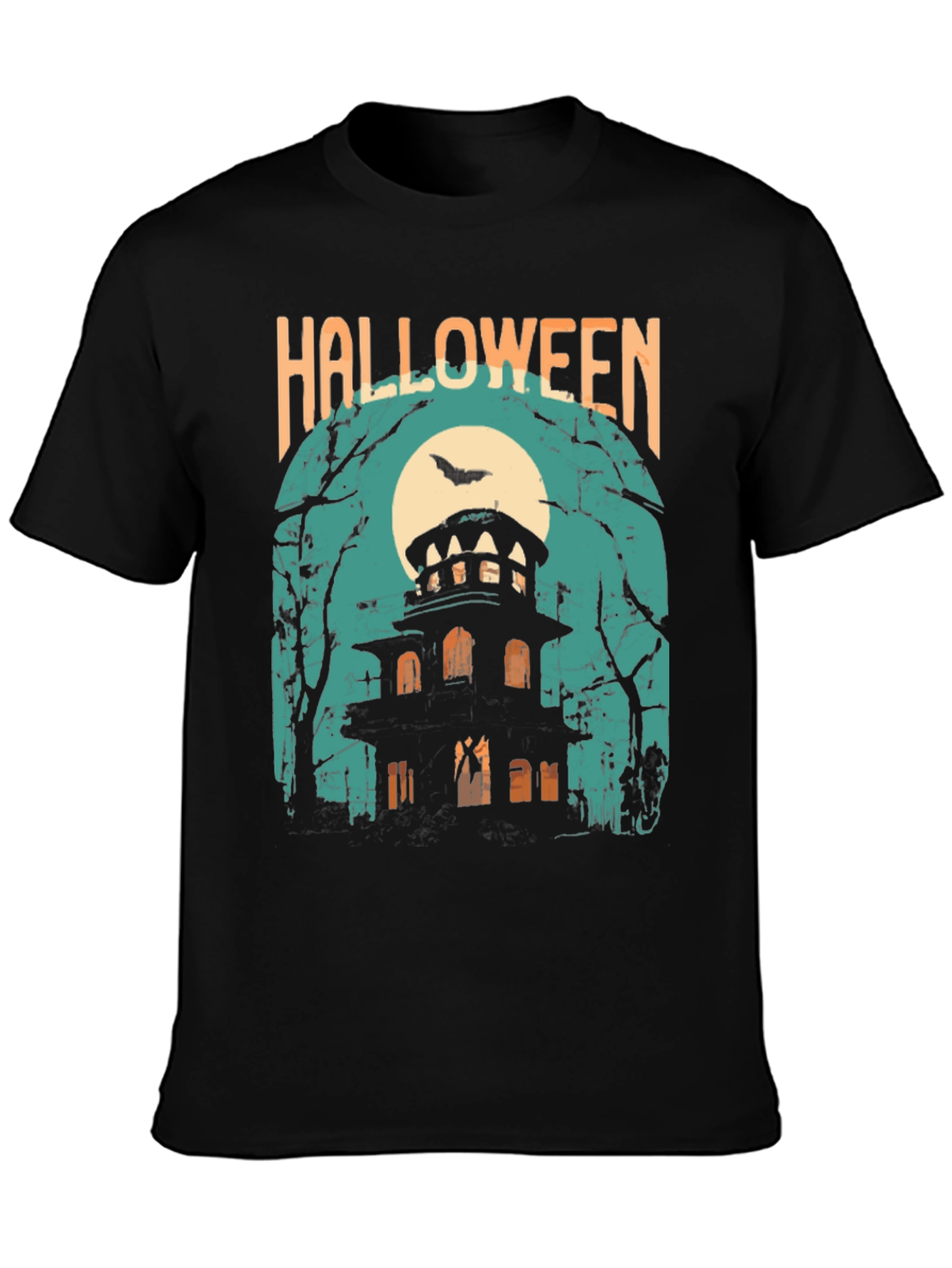 Halloween Graphic T-Shirt - Spooky Haunted House