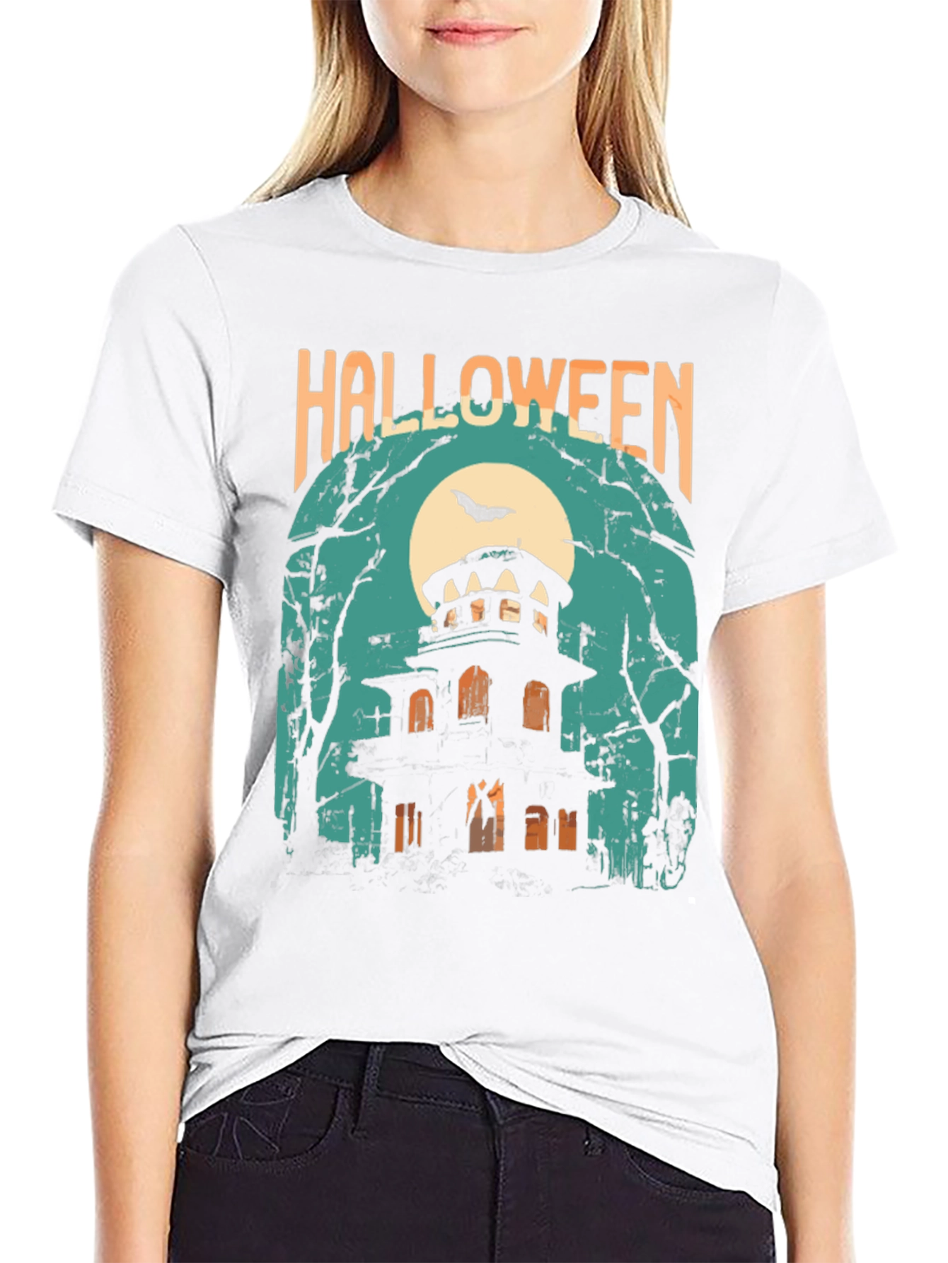 Halloween Graphic T-Shirt - Spooky Haunted House