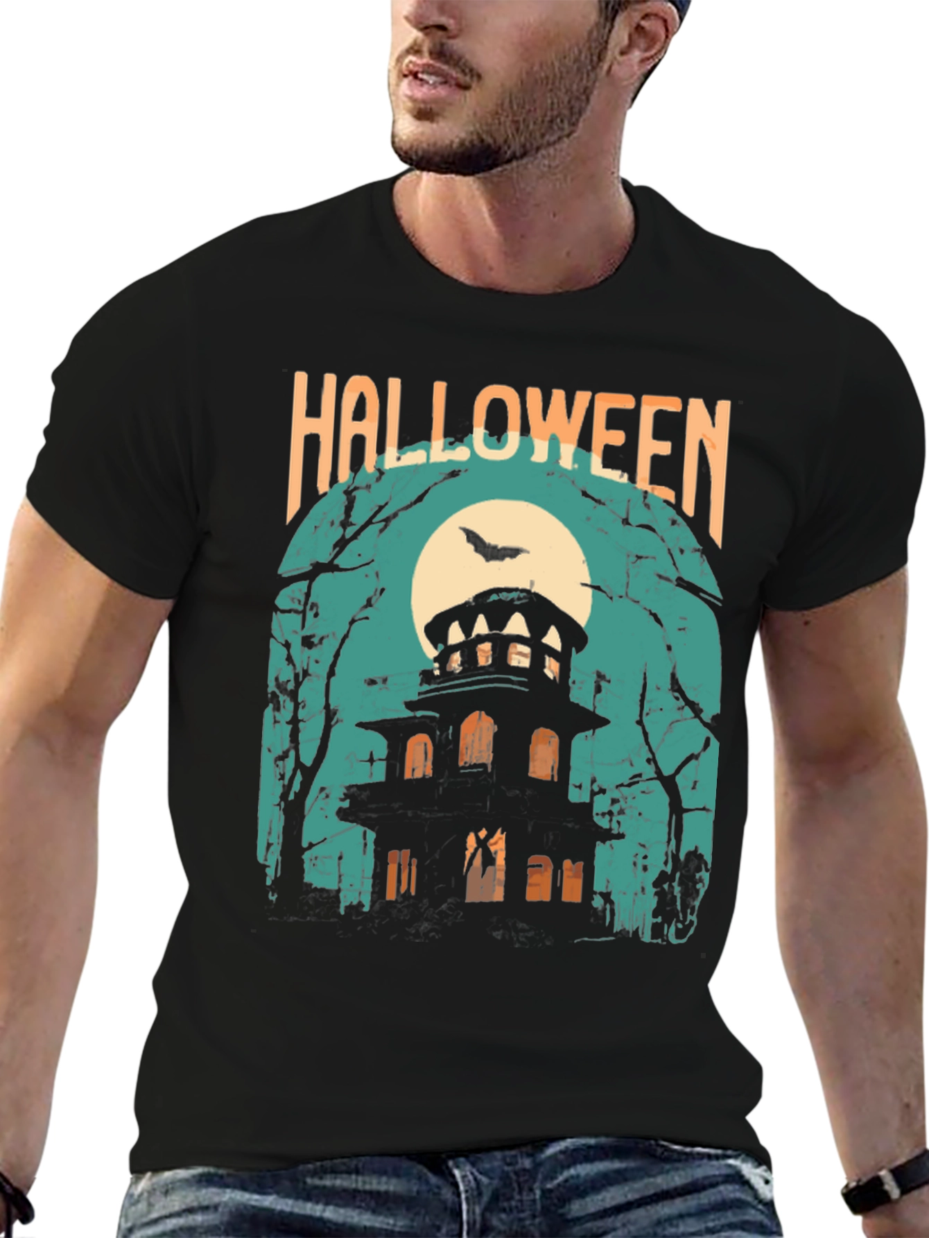 Halloween Graphic T-Shirt - Spooky Haunted House