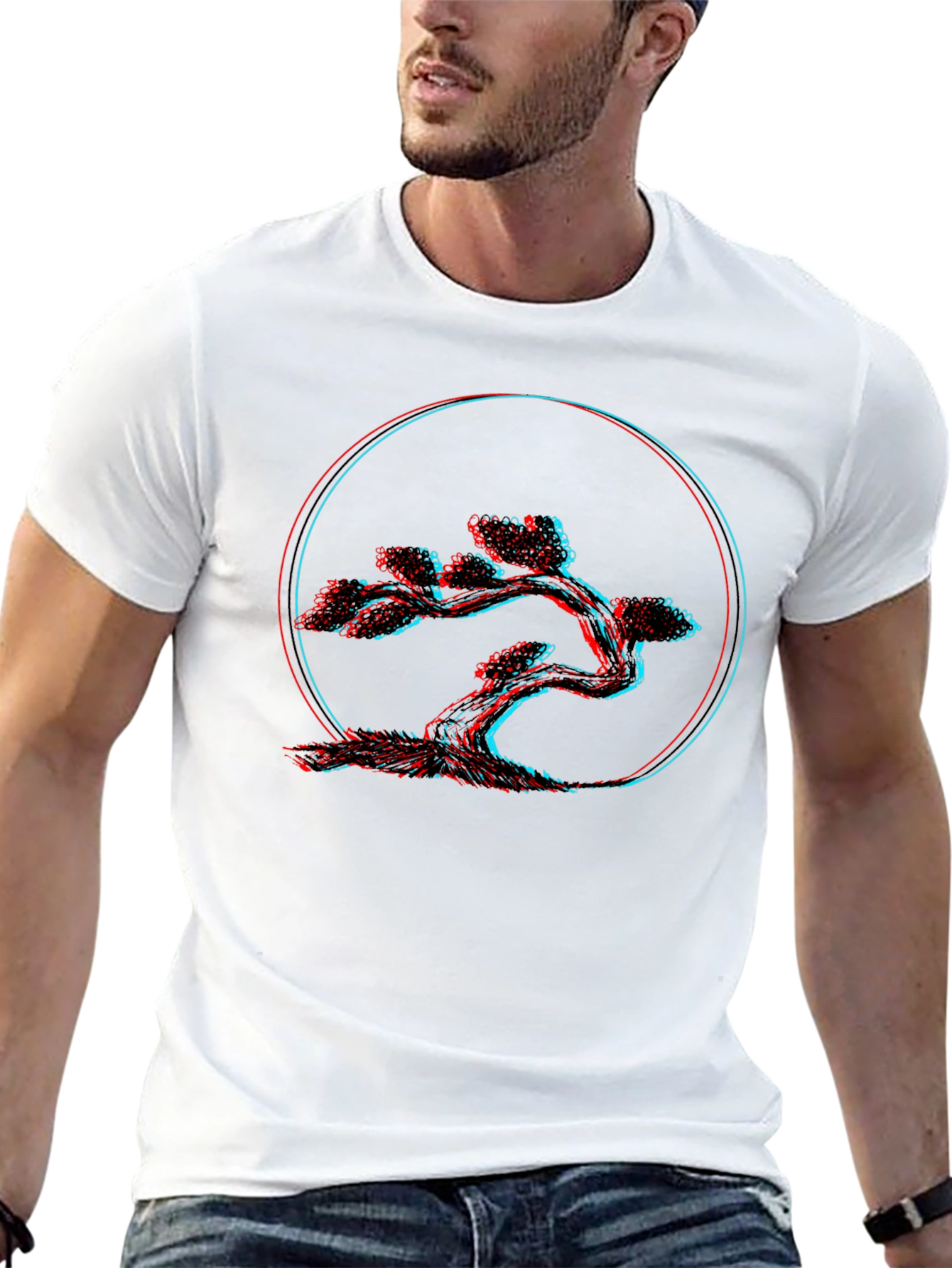3D Bonsai Tree Graphic Black Tee