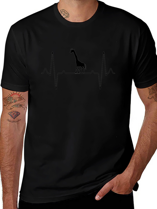 Giraffe Heartbeat Graphic Tee - Black