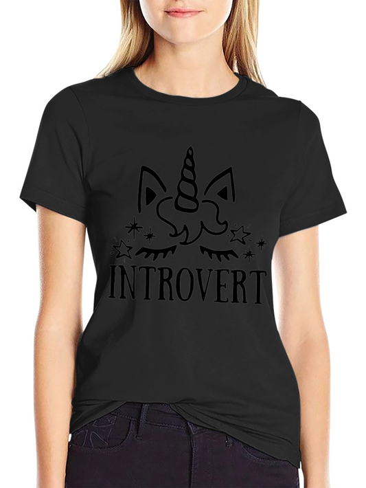 Introvert Unicorn Graphic Tee - Black T-Shirt