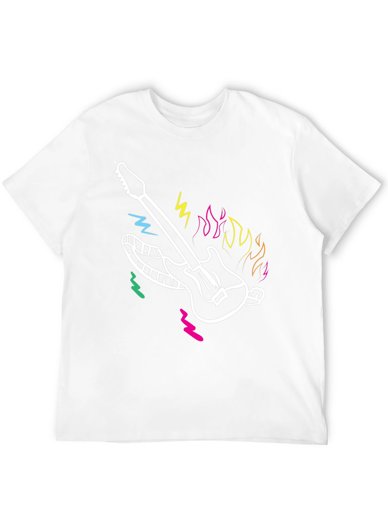 Guitar Graphic Black Tee - Retro Rock Design