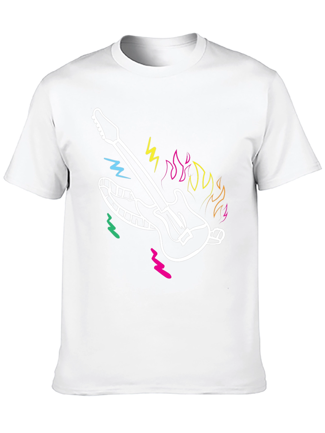 Guitar Graphic Black Tee - Retro Rock Design
