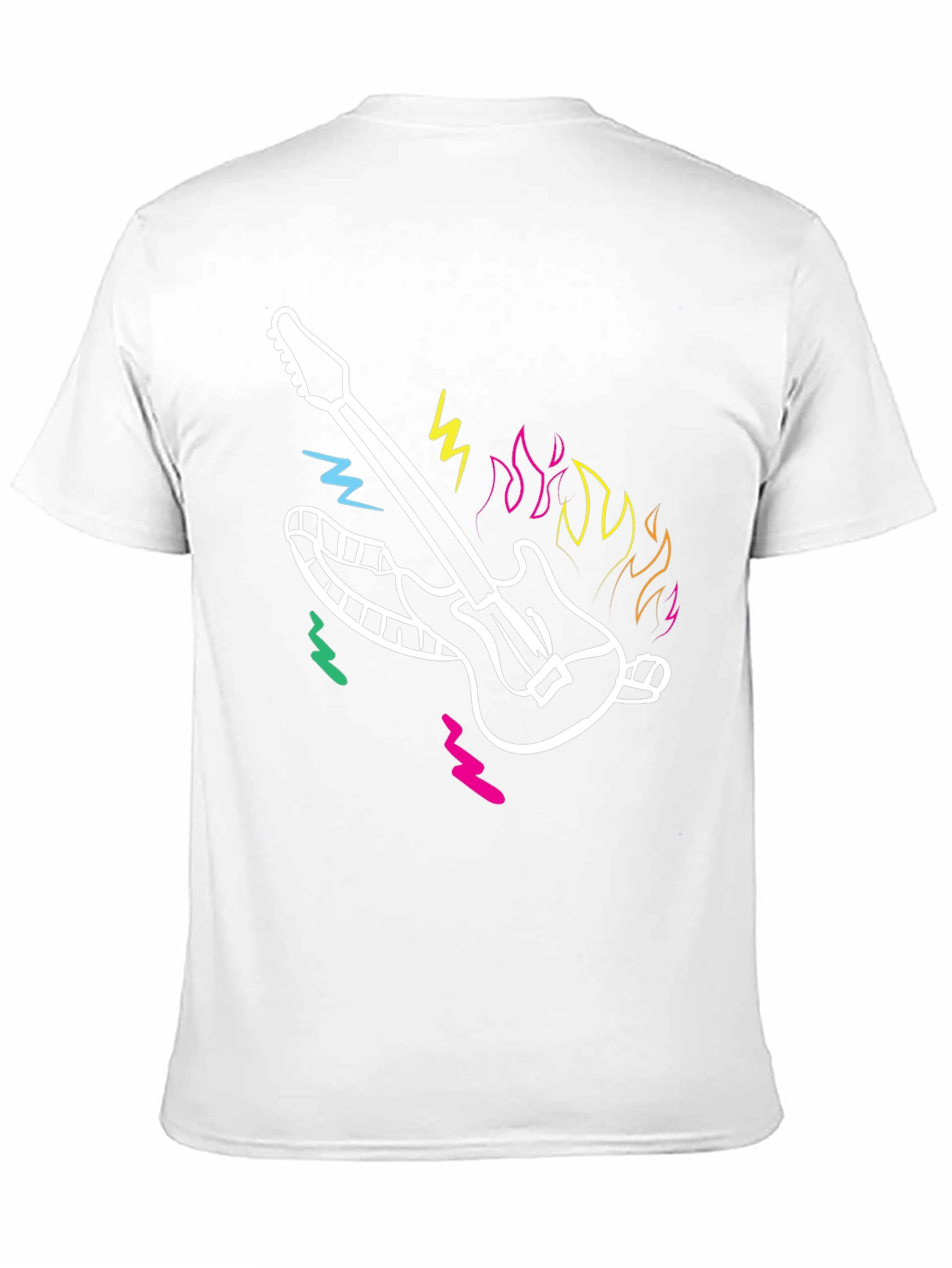 Guitar Graphic Black Tee - Retro Rock Design