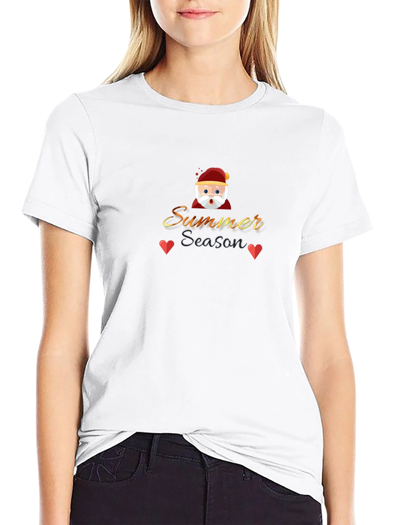 Summer Season Santa Graphic Black T-Shirt
