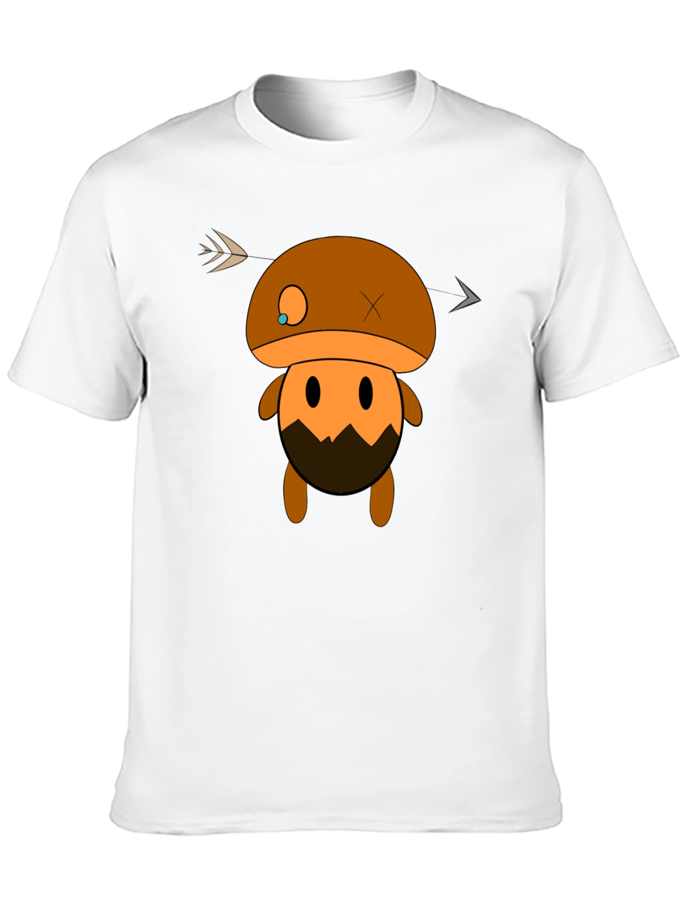 Mushroom Character Graphic Black T-Shirt