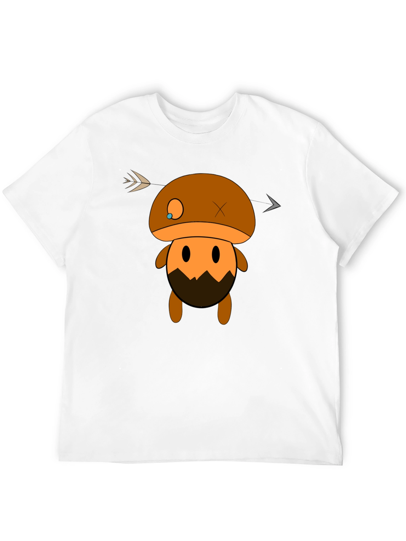 Mushroom Character Graphic Black T-Shirt
