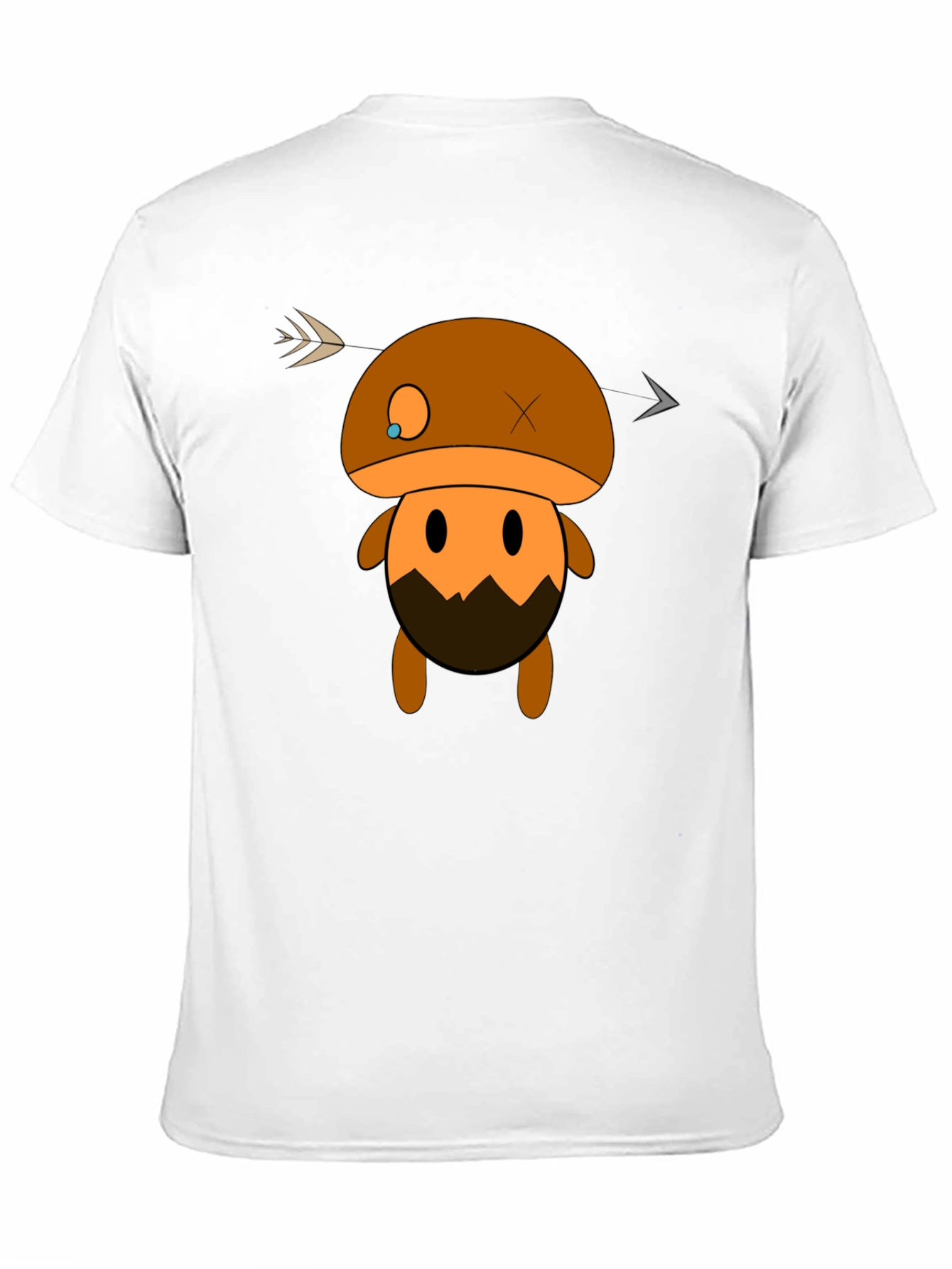 Mushroom Character Graphic Black T-Shirt