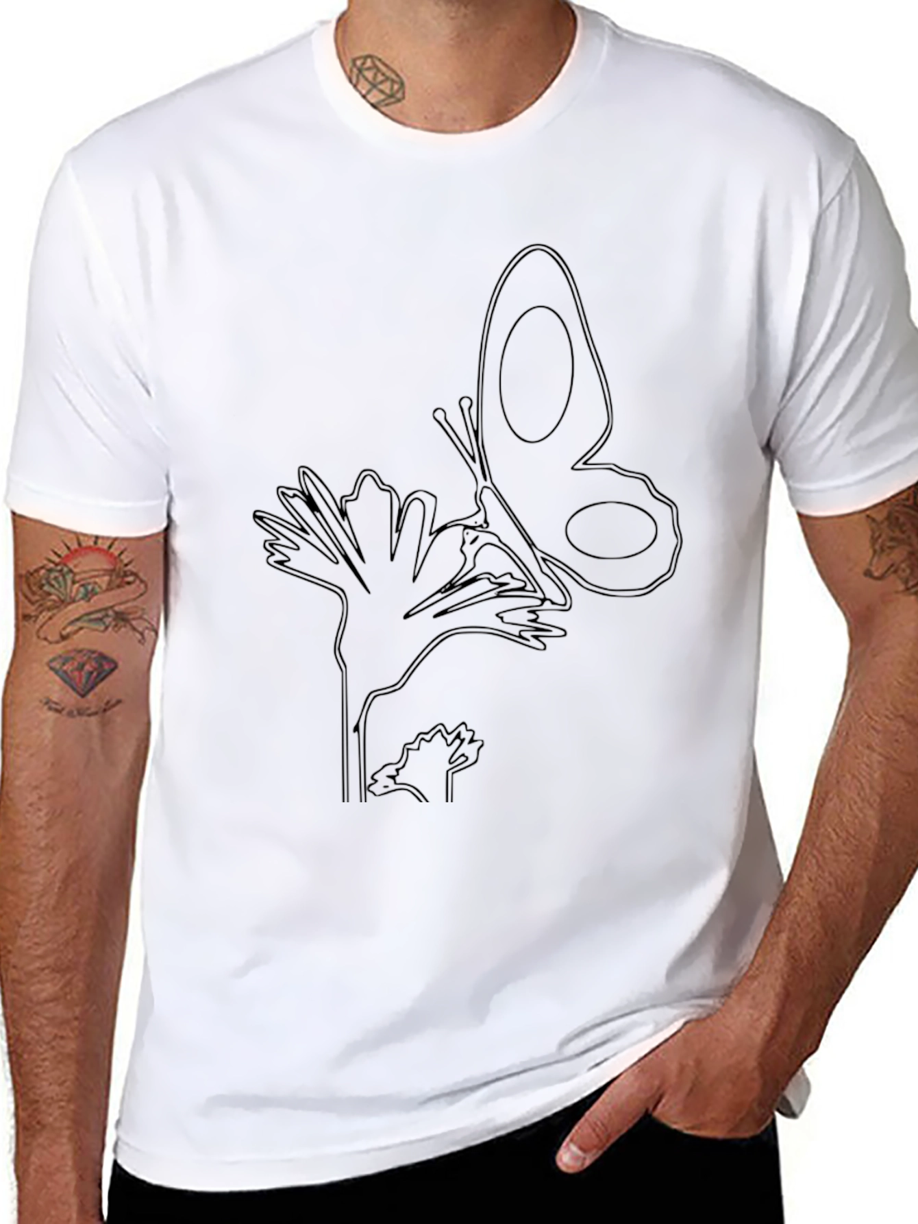 Black Butterfly Outline T-Shirt