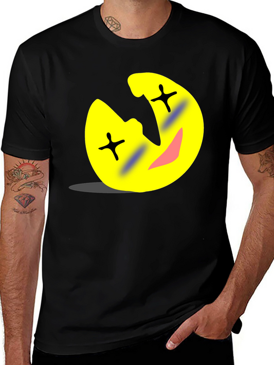 Funny Cartoon Emoji Black T-Shirt