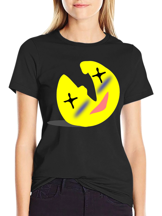 Funny Cartoon Emoji Black T-Shirt