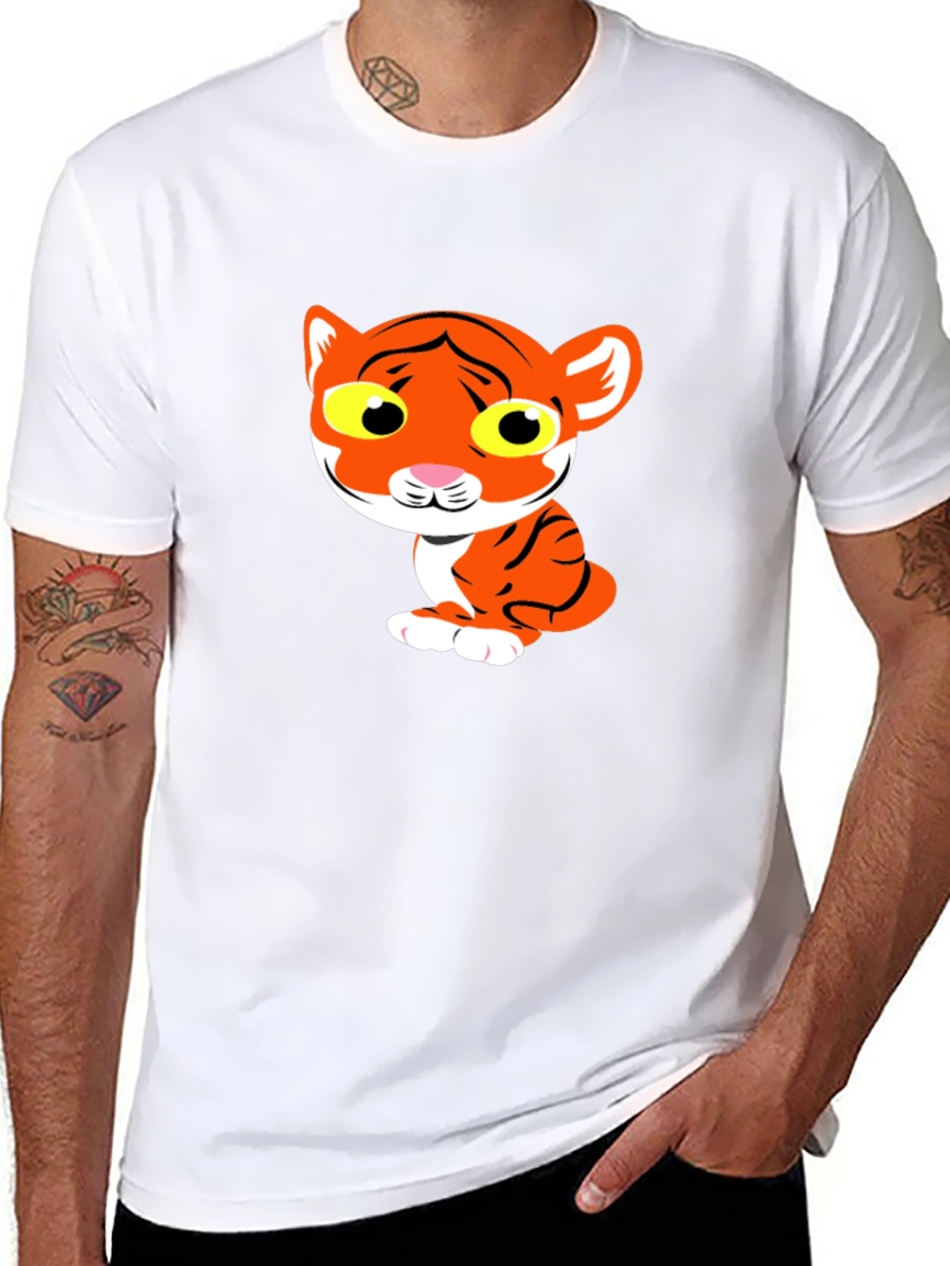 Cute Tiger Graphic Tee - Black T-Shirt