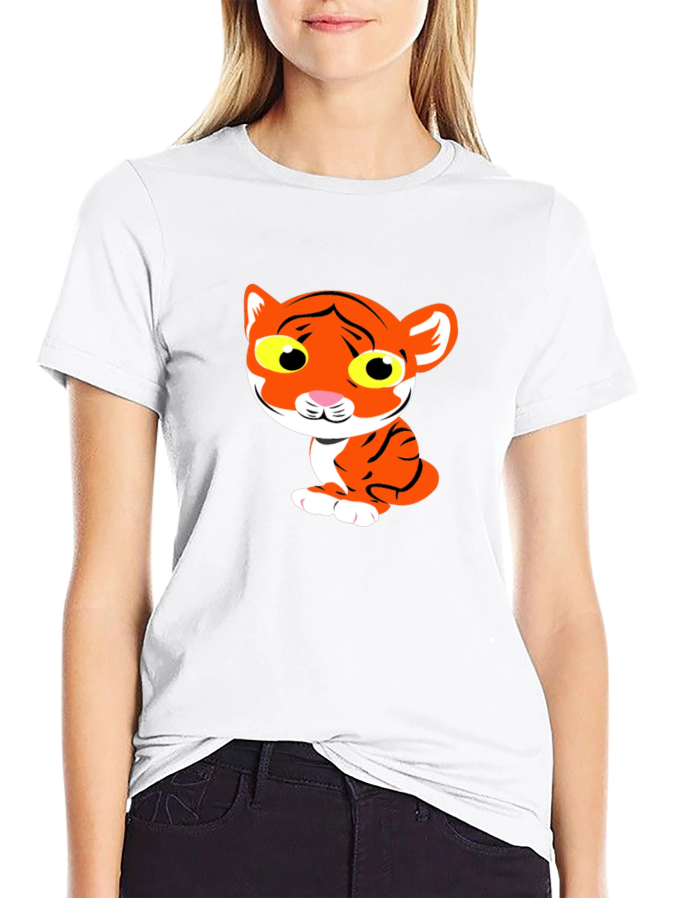 Cute Tiger Graphic Tee - Black T-Shirt