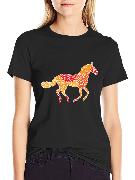 Floral Horse Graphic Tee - Stylish Mens Black T-Shirt