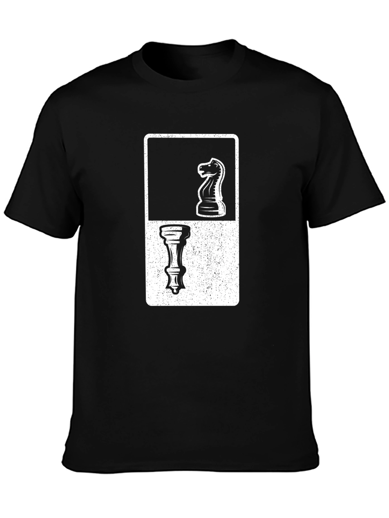 Chess Piece Knight and Pawn Graphic Tee - Black