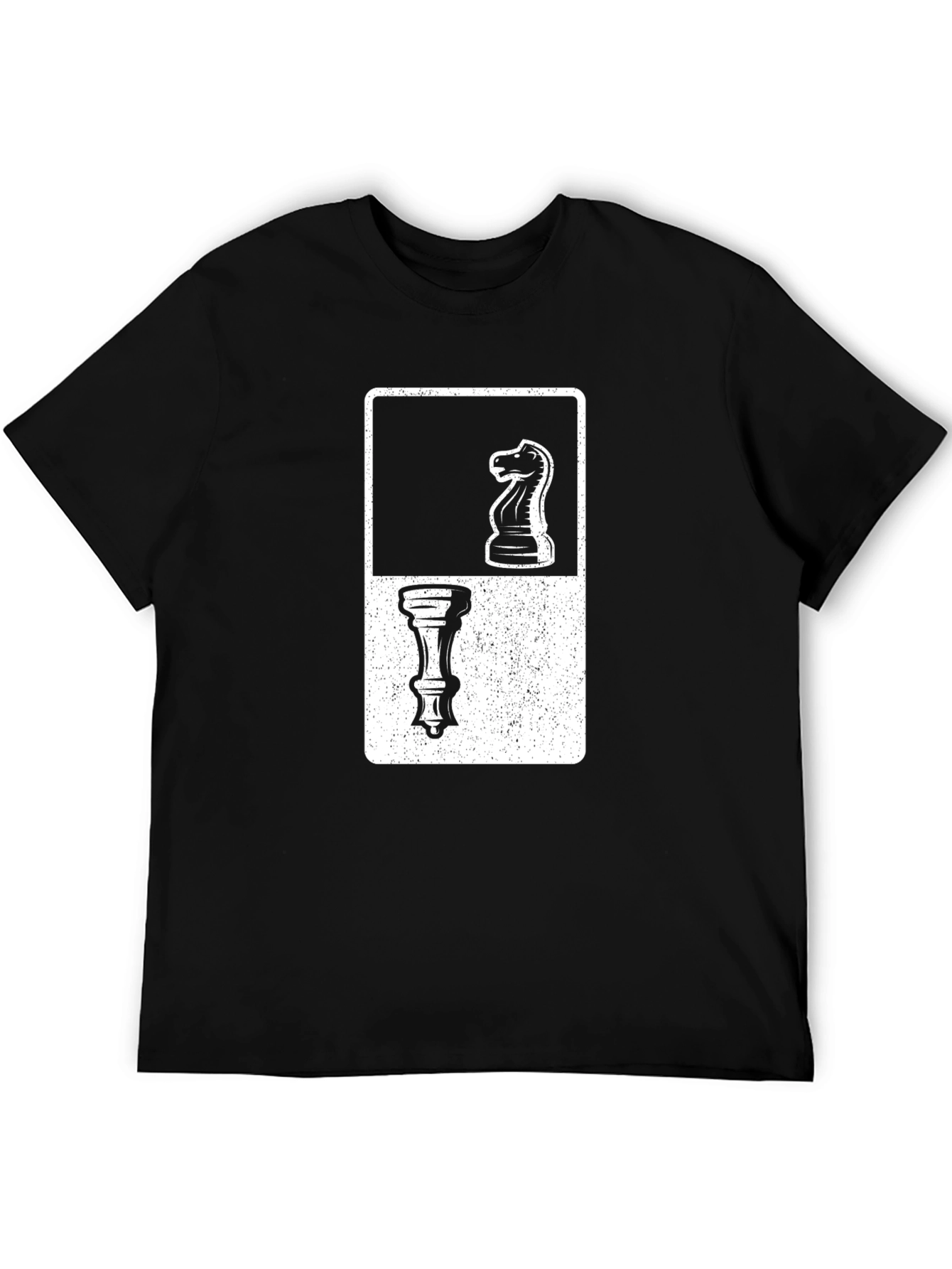 Chess Piece Knight and Pawn Graphic Tee - Black