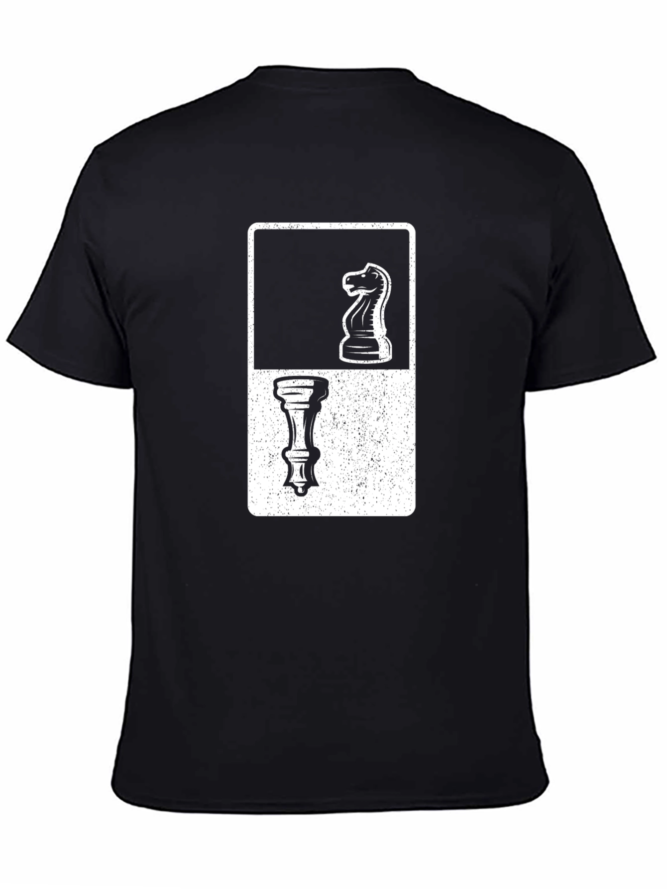 Chess Piece Knight and Pawn Graphic Tee - Black