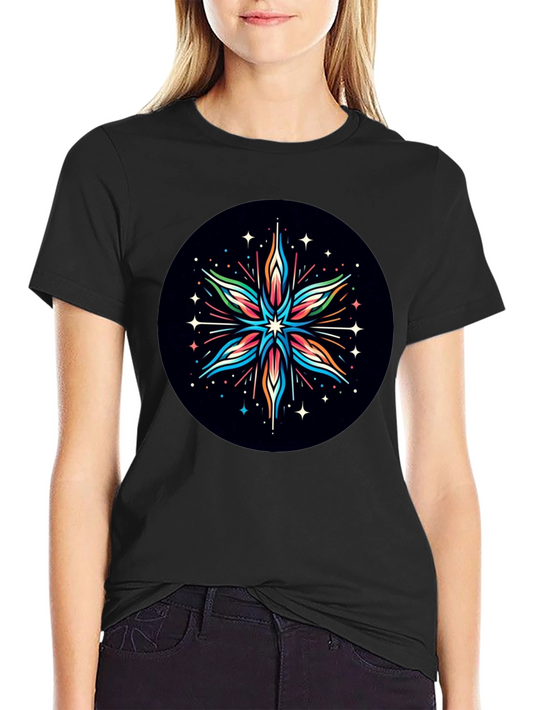 Abstract Star Graphic Tee - Black
