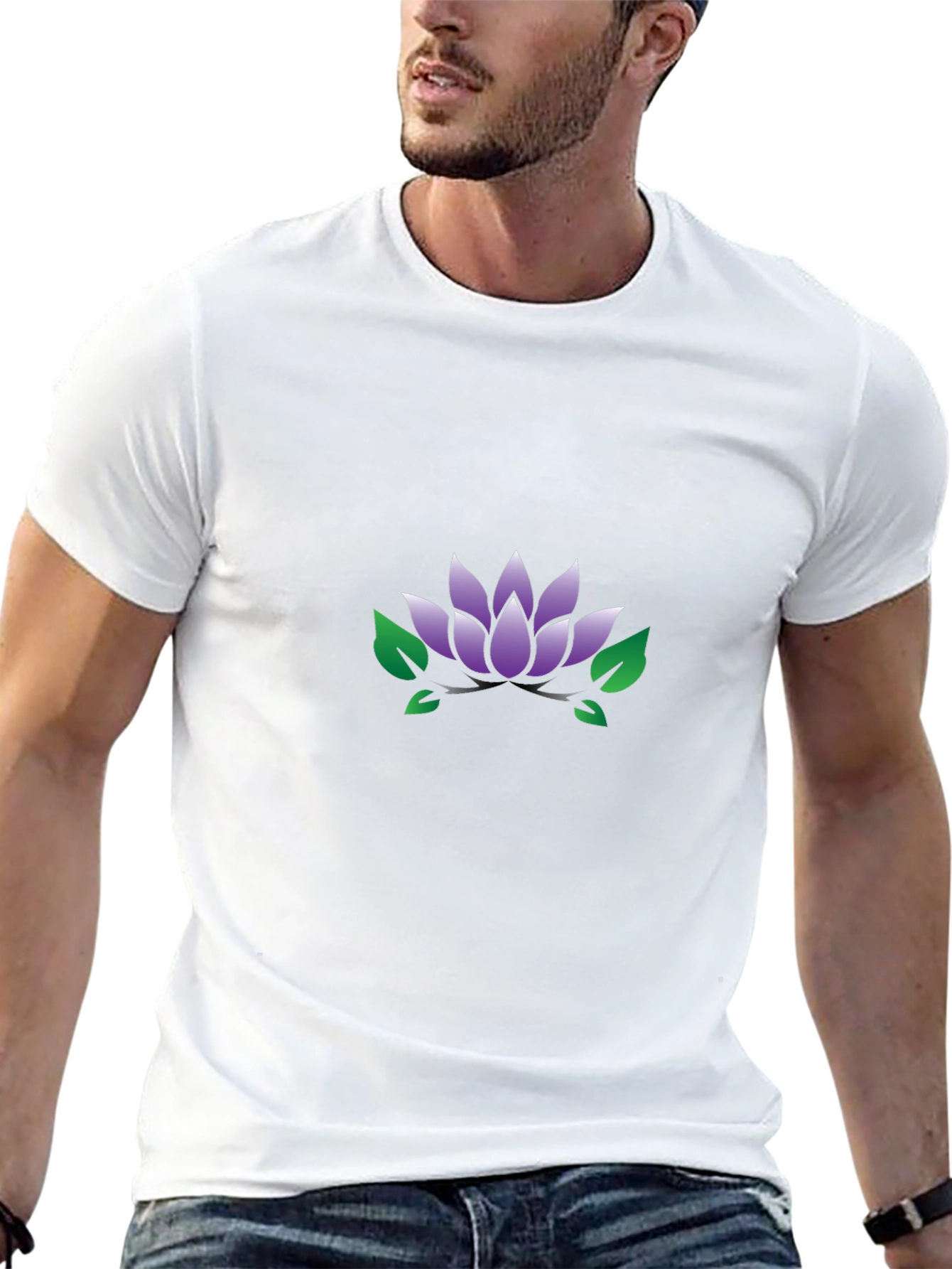 Lotus Flower Graphic Black T-Shirt