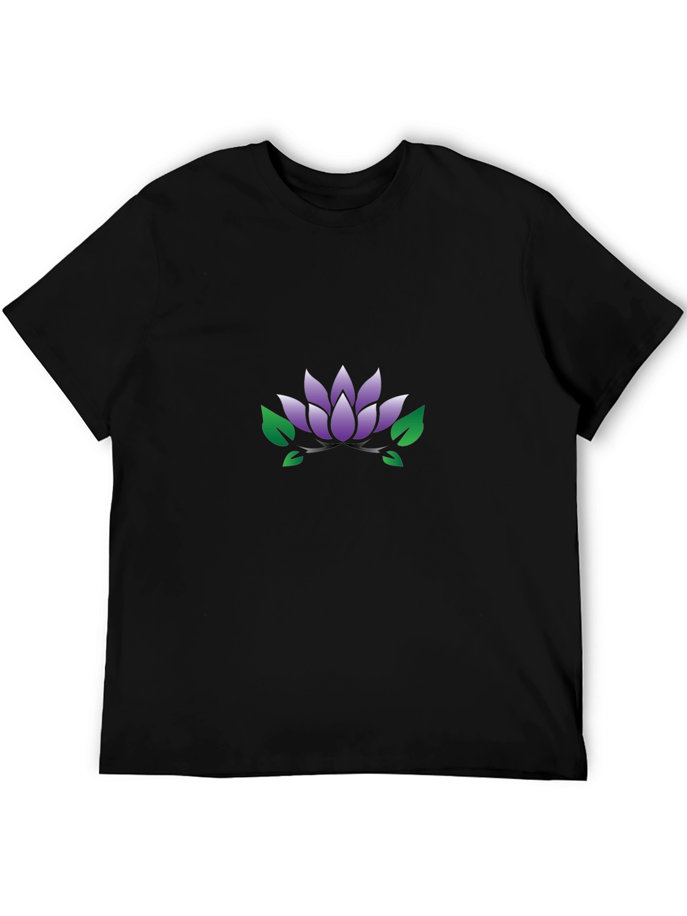 Lotus Flower Graphic Black T-Shirt