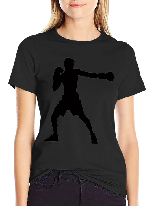Boxing Silhouette Graphic T-Shirt - Black
