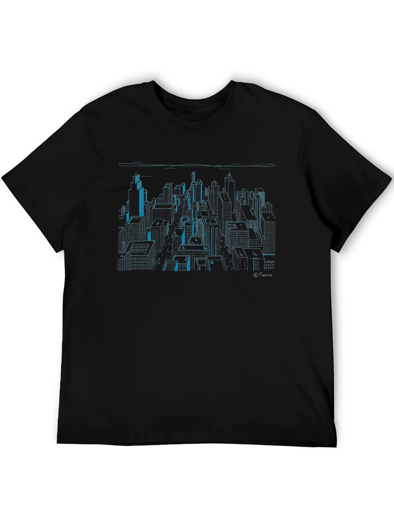 Cityscape Graphic Print Black T-Shirt