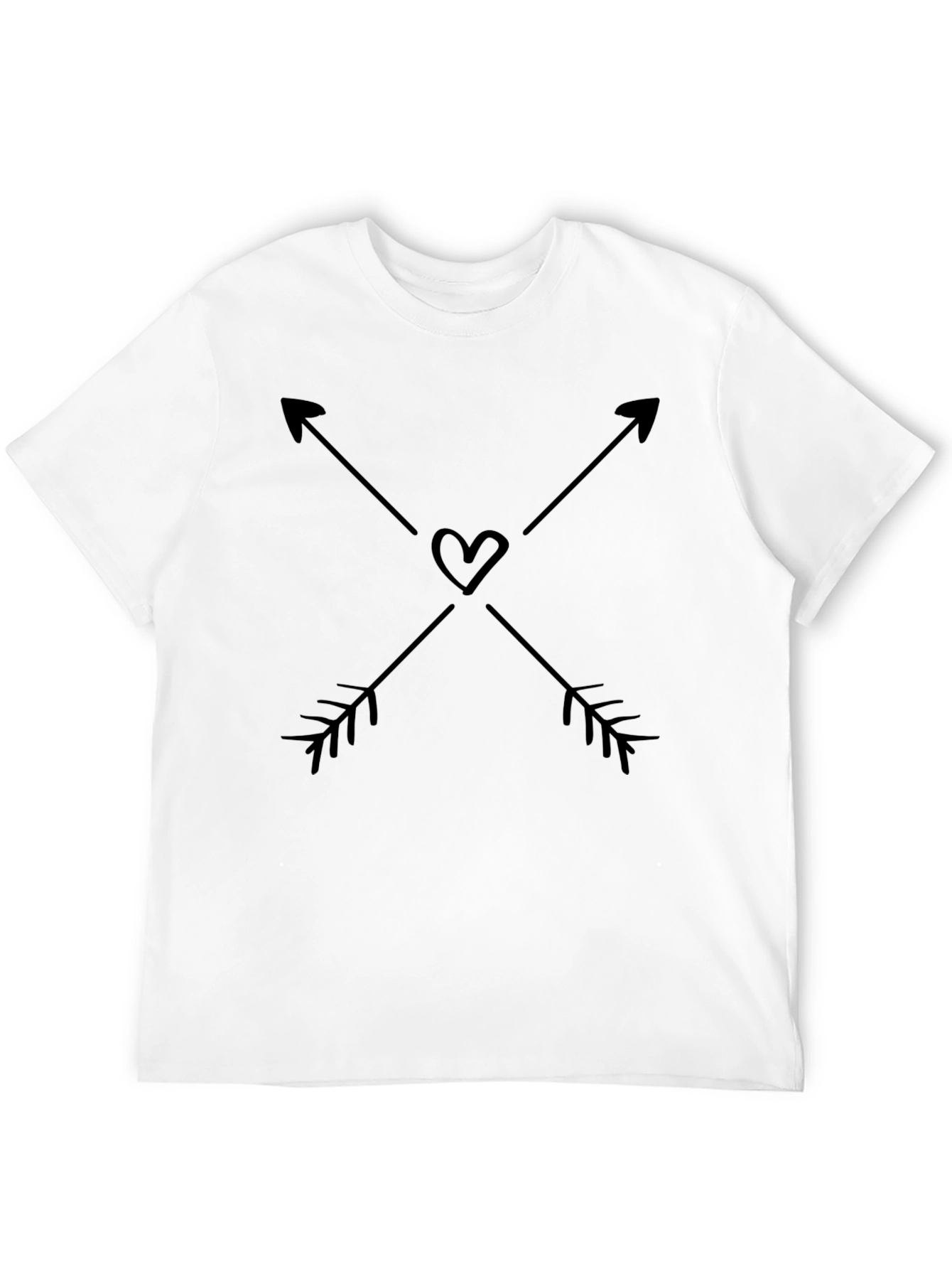 Crossed Arrows Heart Graphic Black T-Shirt