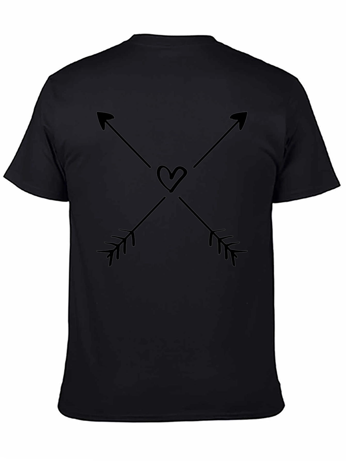 Crossed Arrows Heart Graphic Black T-Shirt