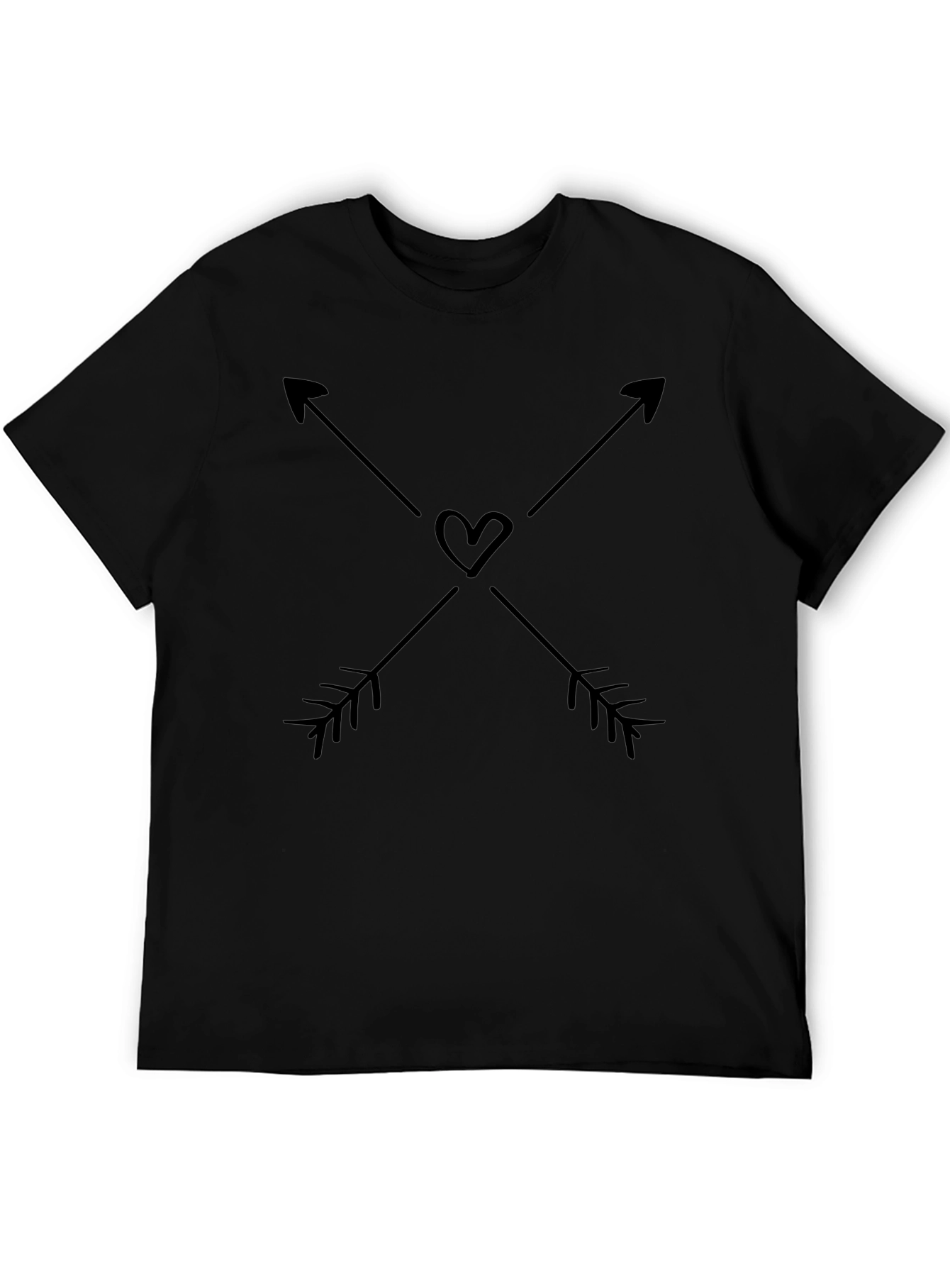 Crossed Arrows Heart Graphic Black T-Shirt
