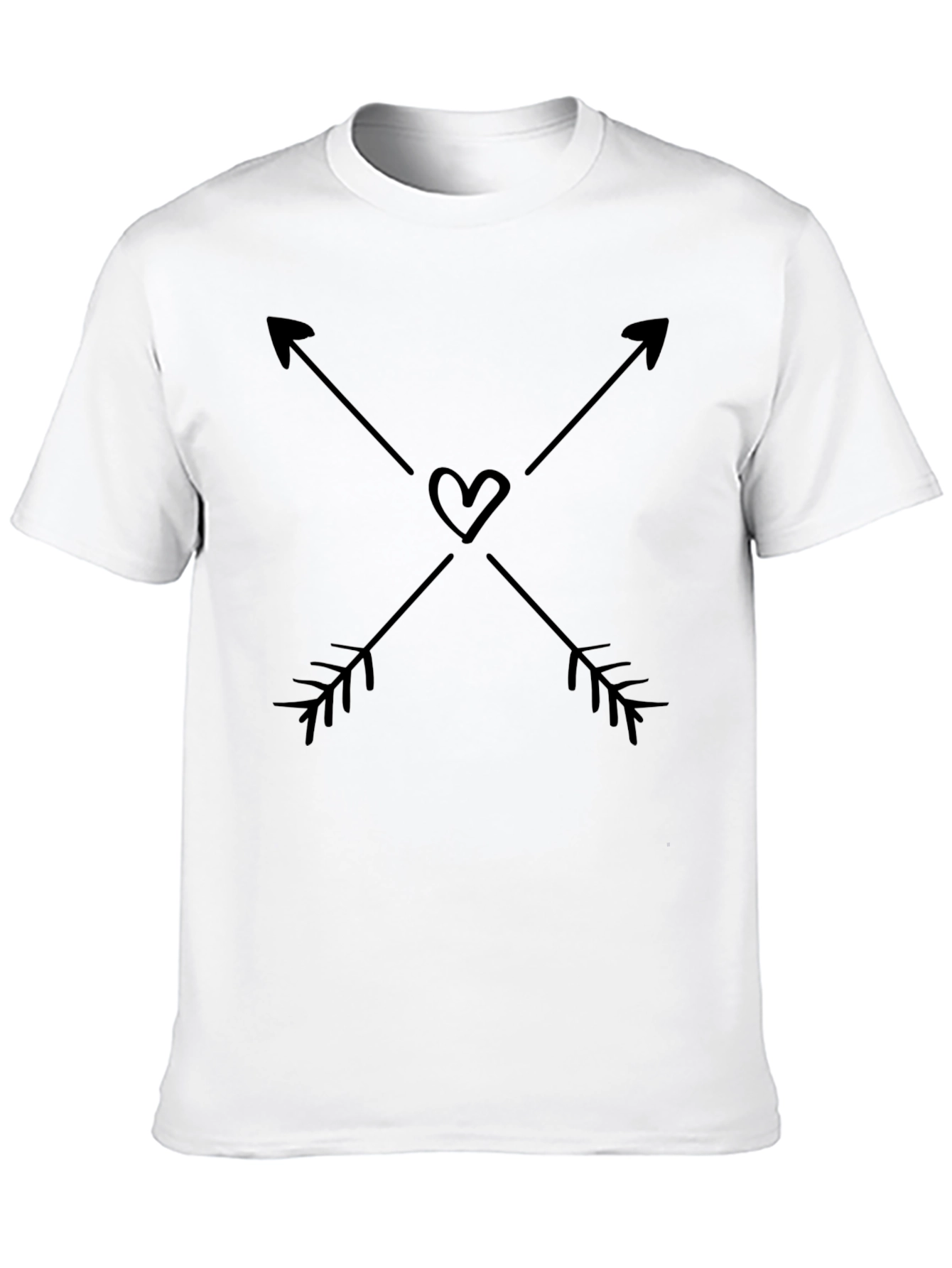 Crossed Arrows Heart Graphic Black T-Shirt