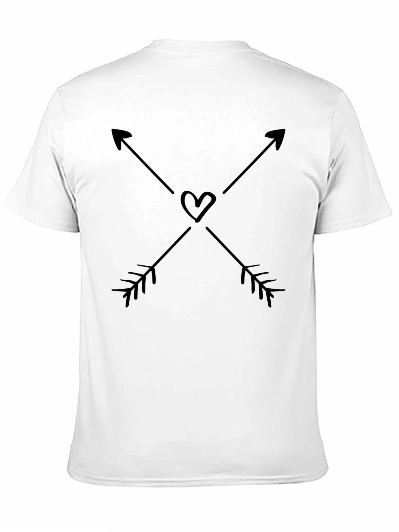 Crossed Arrows Heart Graphic Black T-Shirt