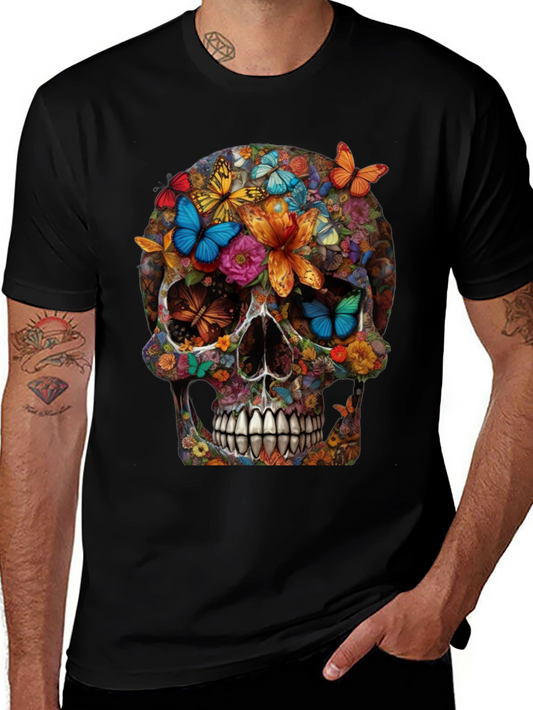 Floral Butterfly Skull Graphic Tee