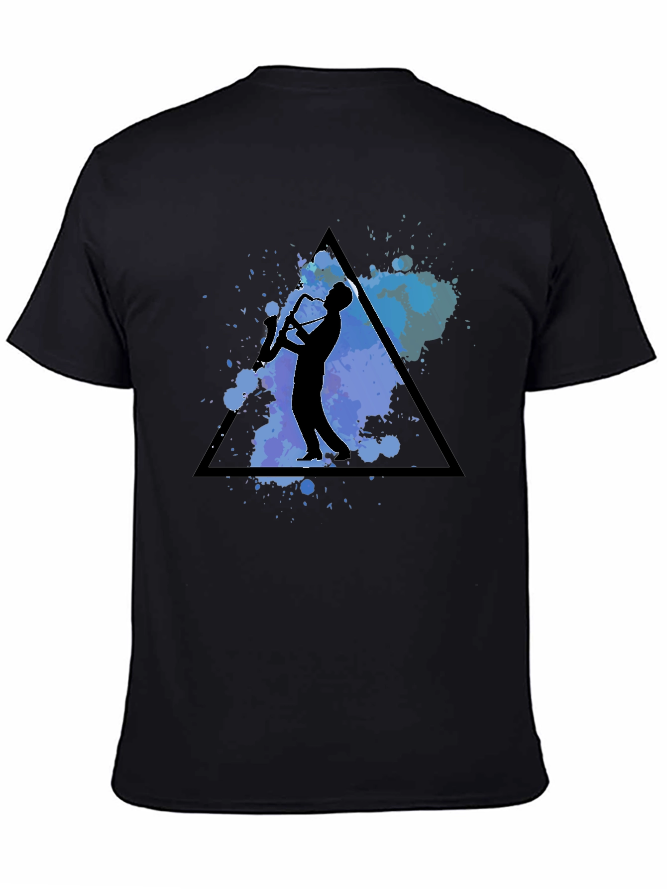 Saxophone Player Graphic Tee - Black Cotton Blend