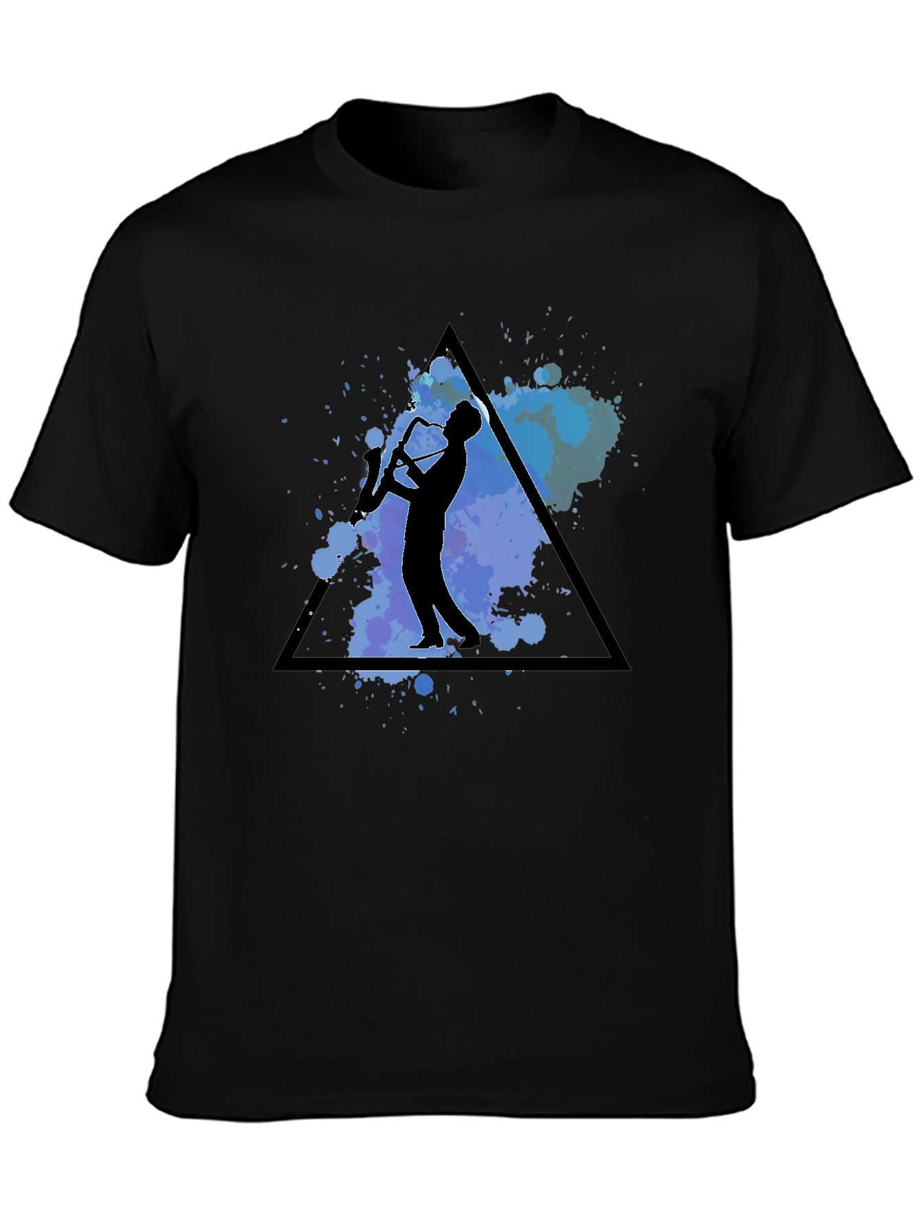 Saxophone Player Graphic Tee - Black Cotton Blend