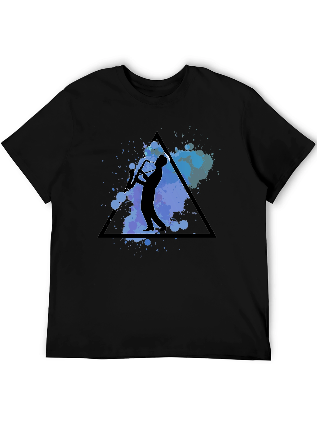 Saxophone Player Graphic Tee - Black Cotton Blend