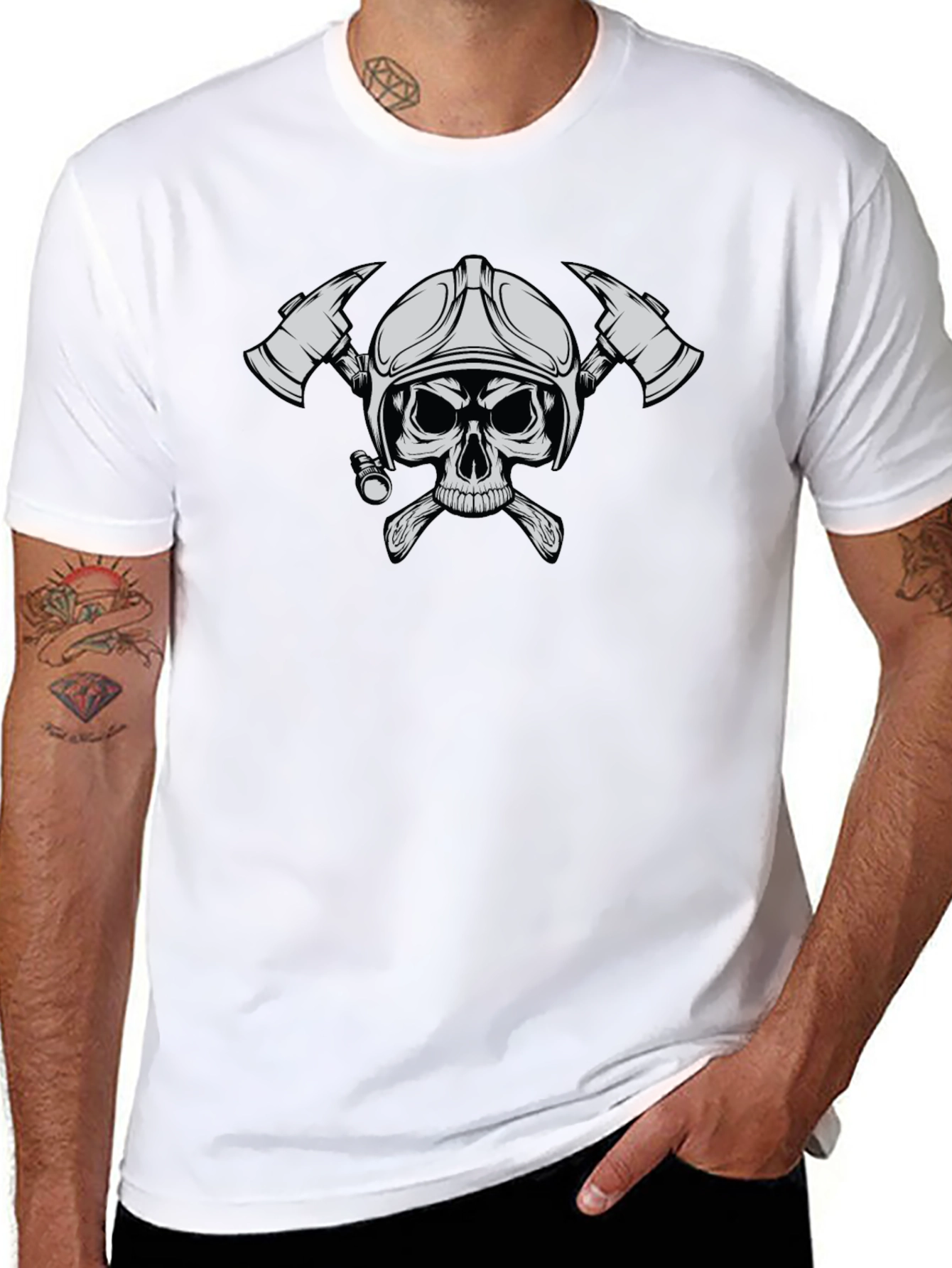 Firefighter Skull T-Shirt - Black