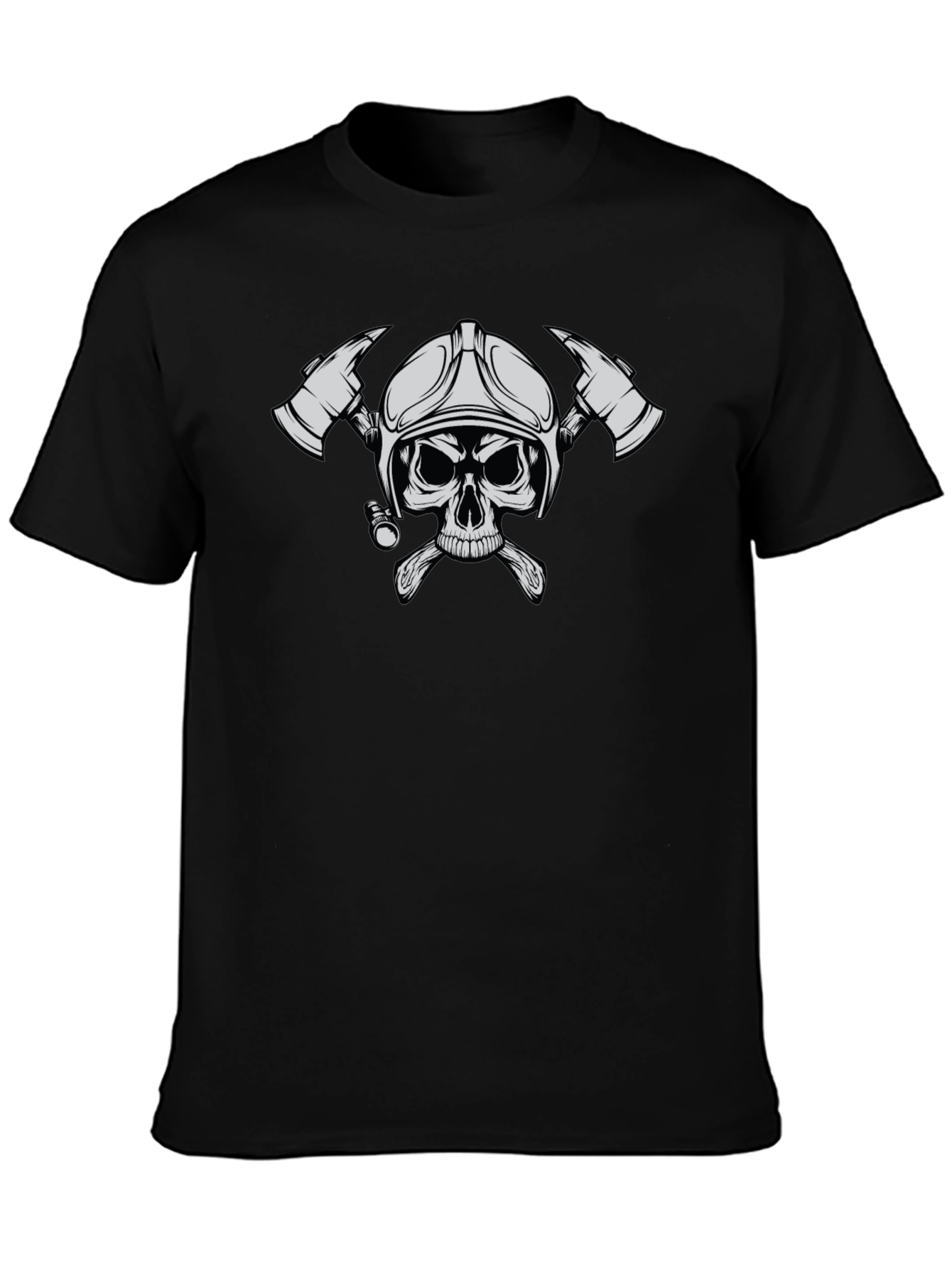 Firefighter Skull T-Shirt - Black
